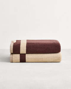Crème & Cacao Two-Toned 100% Cotton Terry Bath Towels (Set of Two)