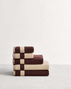 Crème & Cacao Two-Toned 100% Cotton Terry Bath Towel Bundle