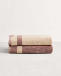 Lavender & Crème Two-Toned 100% Cotton Terry Bath Towels (Set of Two)