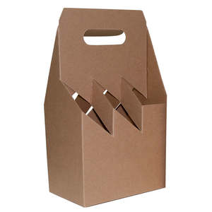 Wine Bottle Carriers: Wine Box Carrier 6 Btl Natural Kraft 178x267x305mm