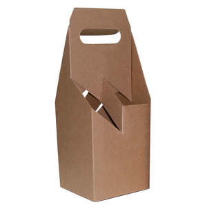 Wine Box Carrier 4 Btl Natural Kraft 184x184x305mm