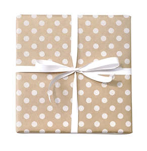 Spots And Stripes: 60cm Spot On Kraft Wrap White