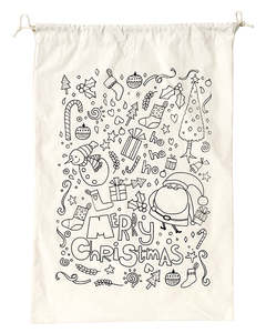 Xmas Colour In Calico Santa Sack