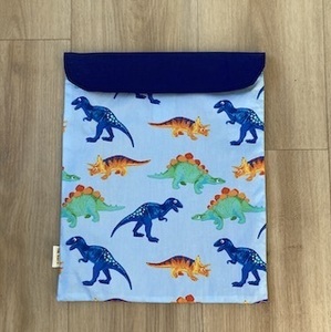 Products: Light Blue Dino, Personalised Book Bag - Collections – bee Moore