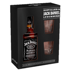Bourbon: Jack Daniels 700mL + 2 Glasses Gift Pack