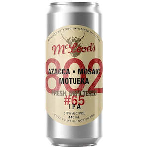 Mcleods Brewery Of The Month: McLeod's 802 #65 Fresh Unfiltered IPA 440mL