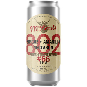 Mcleods Brewery Of The Month: McLeod's 802 #66 Fresh Unfiltered IPA 440mL