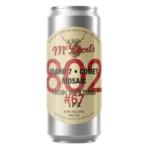 Mcleods Brewery Of The Month: McLeod's 802 #67 Fresh Unfiltered IPA 440mL