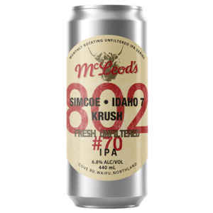 Mcleods Brewery Of The Month: McLeod's 802 #70 Fresh Unfiltered IPA 440mL