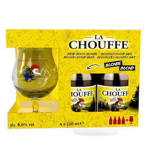 Mixed Pack: La Chouffe Gift Set 4x330ml + 1x Glass 330ml