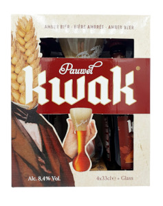 Mixed Cases Gift Packs: Kwak 4x330ml Bottles + Glass and Stand Gift Set