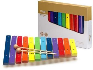 Drums And Percussion: Stagg 12 Key Wooden Xylophone w/Mallets rainbow colour
