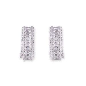 Bianc Baguette CZ Half Hoop Silver