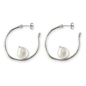Bianc Floating FWP Hoop Earring Silver