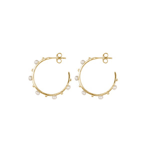 Bianc FWP Beaded Hoop Earrings Gold Plated