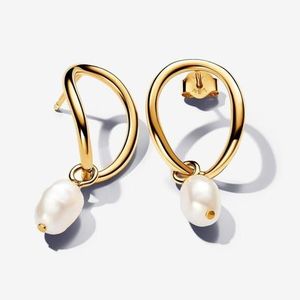 Pandora Organically Shaped Circle & Baroque Treated Freshwater Cultured Pearl Earrings