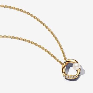 Pandora Organically Shaped Pavé Circle & Treated Freshwater Cultured Pearl &hellip;
