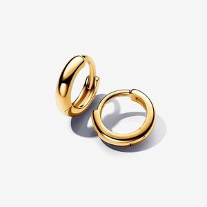 Pandora Round Huggie Hoop Earrings Gold Plated