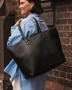 Louenhide Accessories Beija Flor: Louenhide Hudson Tote Bag Black Croc