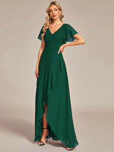 Bridesmaids Dress: Jodi High Low Ruffle Chiffon Bridesmaid Dress