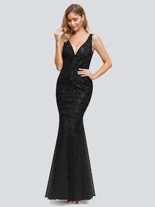 Black Bridesmaids Dresses: Lily Fishtail Sequin Evening Dress