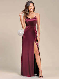 Red Bridesmaids Dresses: Trudi Spaghetti Strap Satin Dress