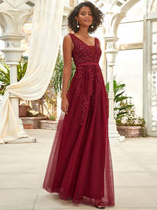 Red Bridesmaids Dresses: Polly Sleeveless Tulle Party Dress