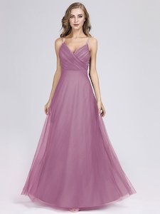Purple Bridesmaids Dresses: Spaghetti Strap Chiffon Bridesmaid Dress