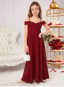 Flower Girl Dresses: Girl's Knitted Off Shoulder Elegant Dress
