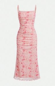 Flower Girl Dresses: Girls Flower Pattern Mesh Pleated Cami Dress