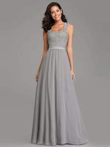Blush Bridesmaids Dresses: Elegant A Line Long Chiffon Bridesmaid Dress With Lace Bodice
