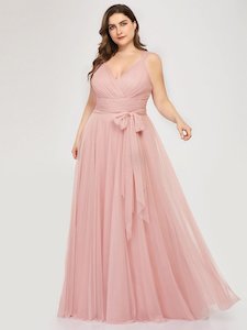Blush Bridesmaids Dresses: Nikki Sleeveless Tulle Bridesmaid Dress