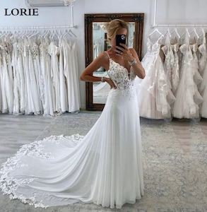 Simple White Wedding Dresses: Lorie Boho Wedding Dress
