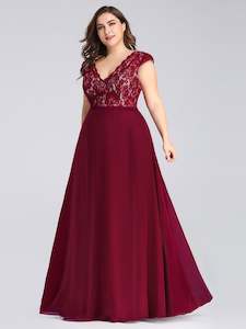 Tilly V Neck Cap Sleeves Lace Evening/Bridesmaids Dress