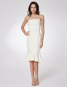 Ball Evening Dresses White: Fashion Strapless Cocktail Dress
