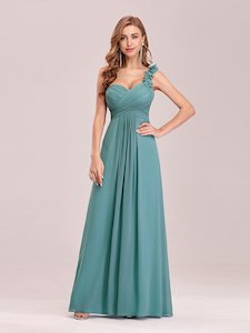 Bridesmaids Dresses Dusty Blue: Gemma One Shoulder Bridesmaid Dress