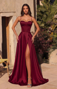 Ball Dresses: Cara Satin dress with Corset Top