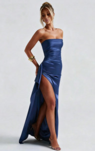 Kitty Strapless satin dress