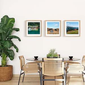 Print Sets: Set of 3 - Petite Prints - NZ - Framed in raw oak