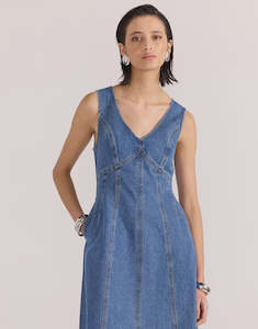 Staple The Label: STAPLE THE LABEL Alden Denim Midi Dress