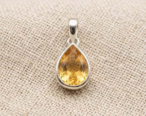 Pendants: Sterling Silver Pear-Cut Citrine Pendant