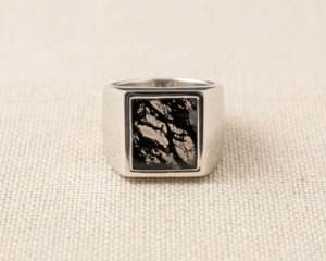 Sterling Silver Square Moss Agate Ring