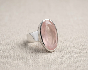 Rings 1: Sterling Silver Oval Rose Quartz Ring