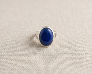 Rings 1: Sterling Silver Cabochon-Cut Oval Lapis Lazuli Ring