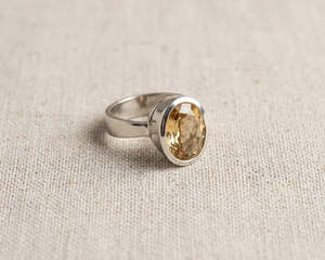 Sterling Silver Oval Golden Citrine Ring