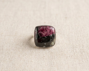 Rings 1: Sterling Silver Cushion-Cut Cabochon Eudialyte Ring