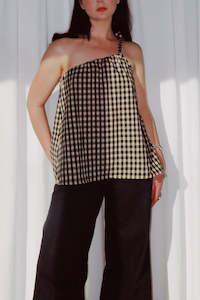 South Of Eden Danger Birds: Arcadia Top - Black/Beige Check