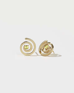 Sale Leather Goods Jewellery: Spiral Studs Set - Gold Plate with Peridot