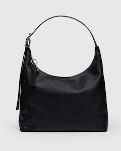 Full Price: Recycled Leather Shoulder Bag - Black