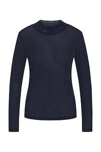 Roll Neck Blouse - Dark Blue